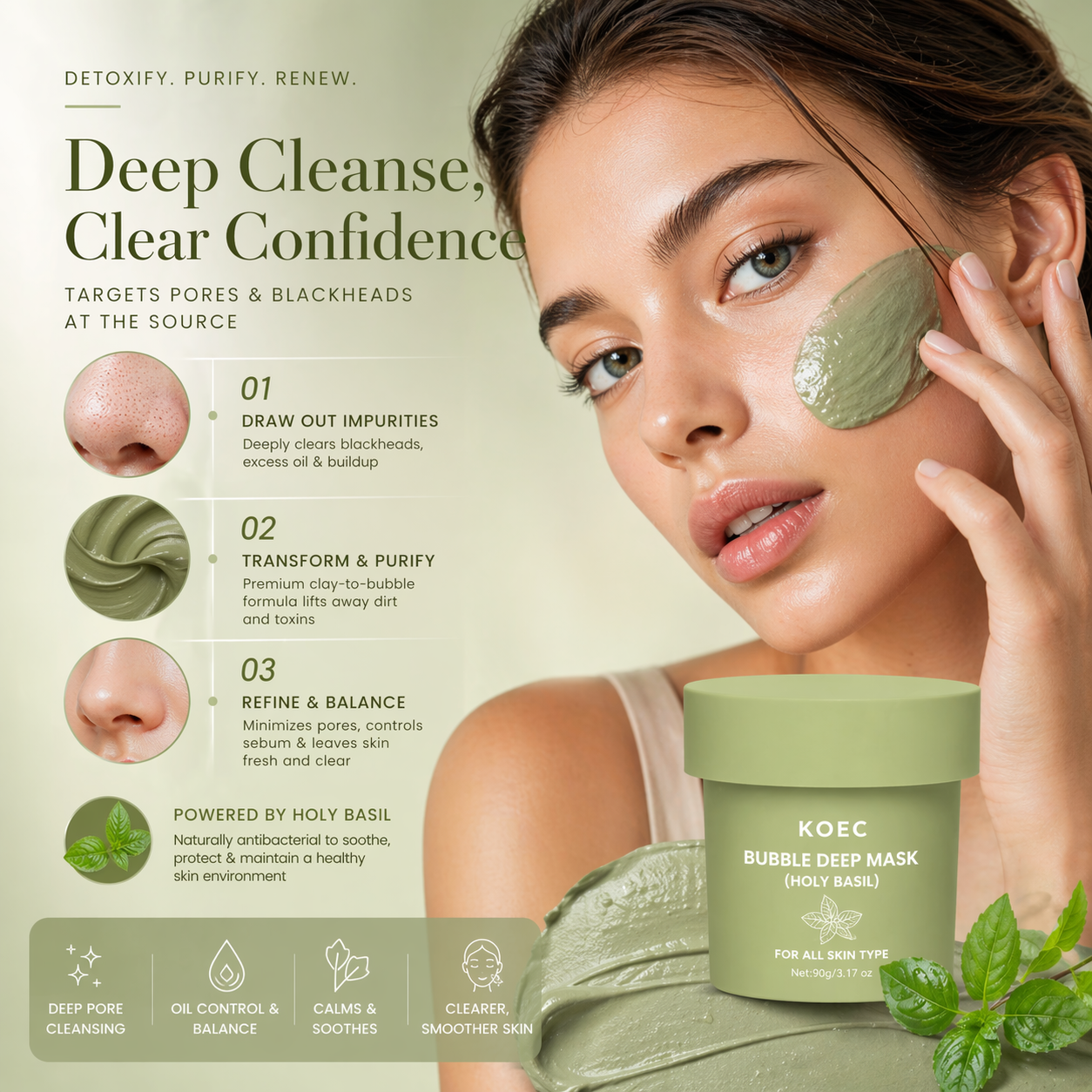 Holy Basil Bubble Deep Cleanse Mask